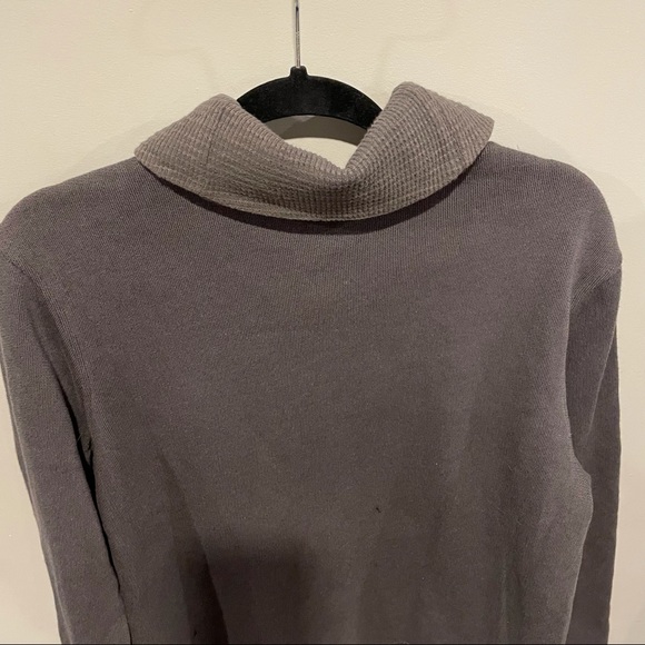 North Face mens heavyweight collared sweatshirt waffle fabric lined  Sz L Gray - Picture 7 of 13